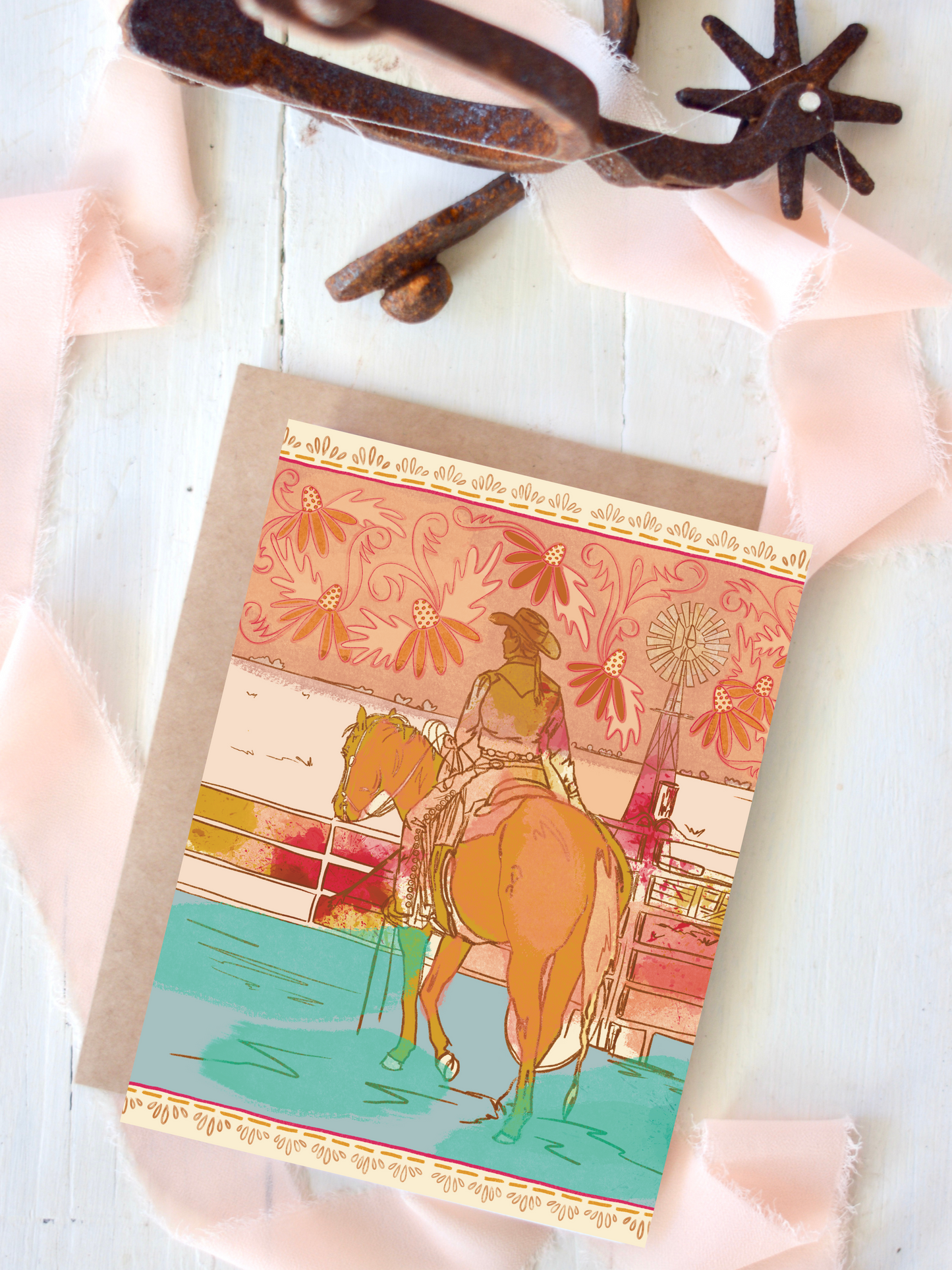Ranching Women Western Blank Greeting Card Set