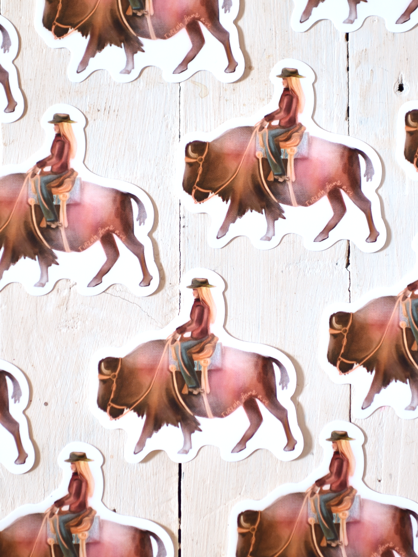 Roamin' Cowgirl Bision Western Waterproof Sticker