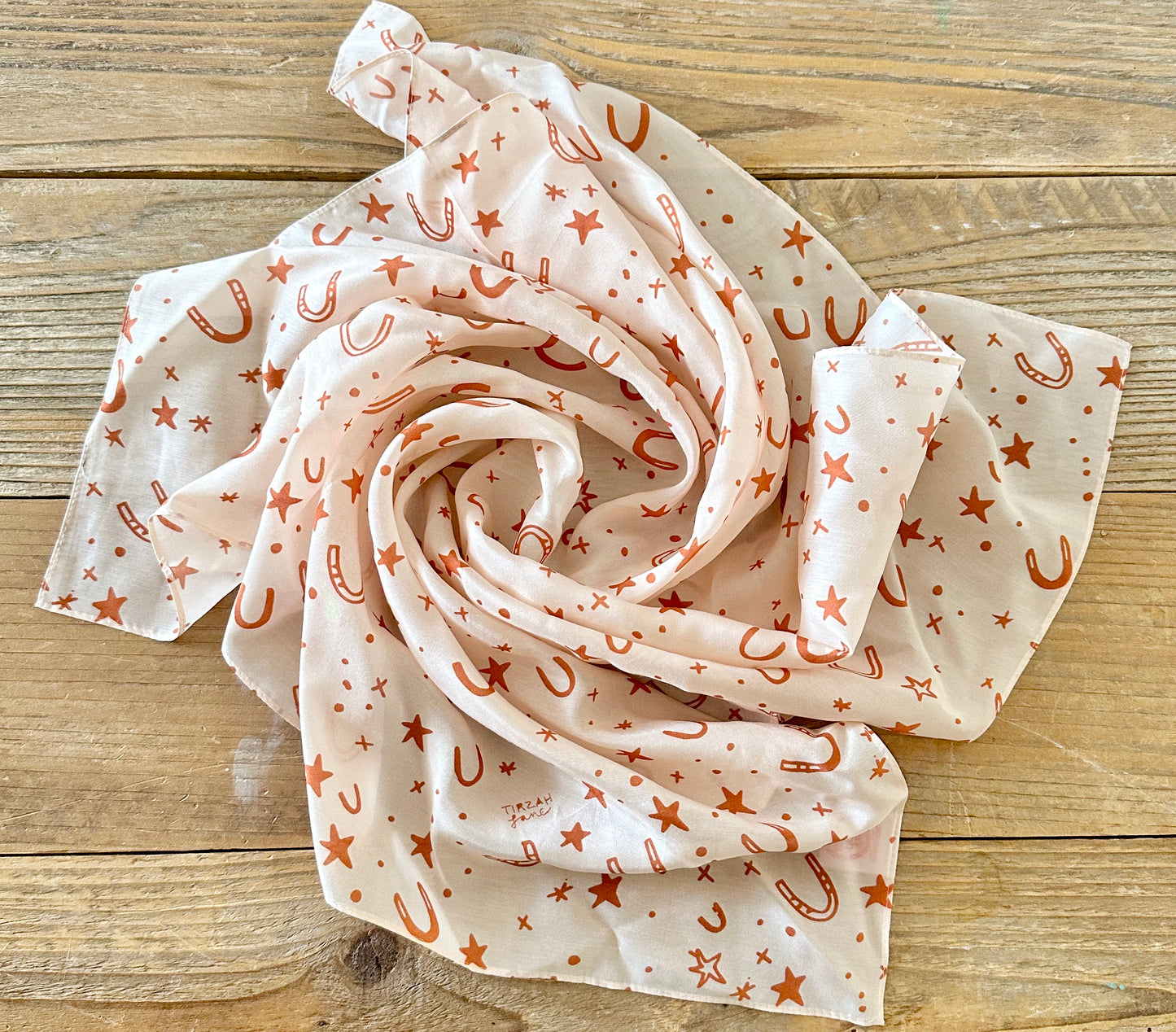 Rust Horseshoes: Cowgirl Western Scarf Bandana Silk Tencel Wildrag