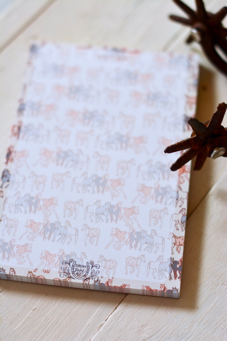 Western Wild Horses 4x6 Stationery Notepad Cowgirl Office Organizer