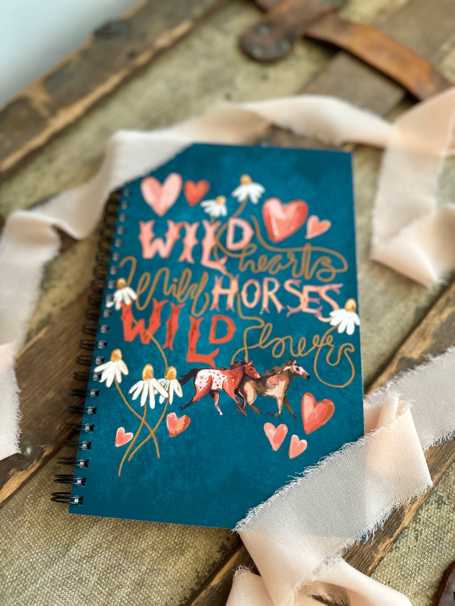Western Horse Wild Horses Wildflowers, Wild Hearts Cowgirl Lined Notebook
