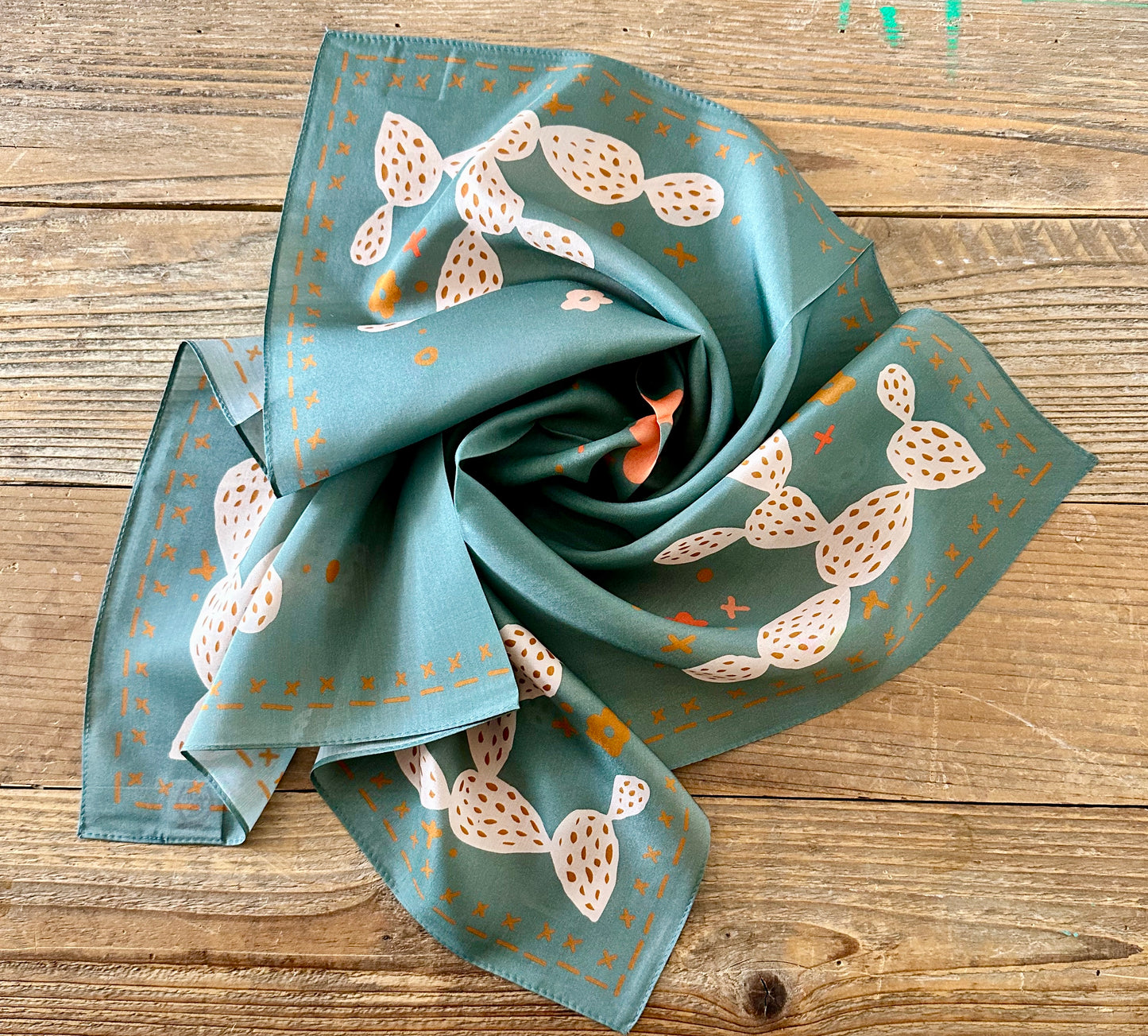 Summer Sage Cactus Wildrag: Western Scarf Bandana Silk Tencel Wildrag