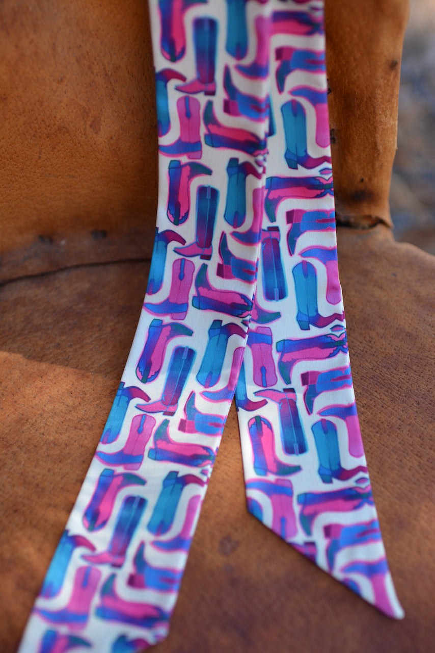 Cotton Candy Cowgirl Silk Twilly Scarf