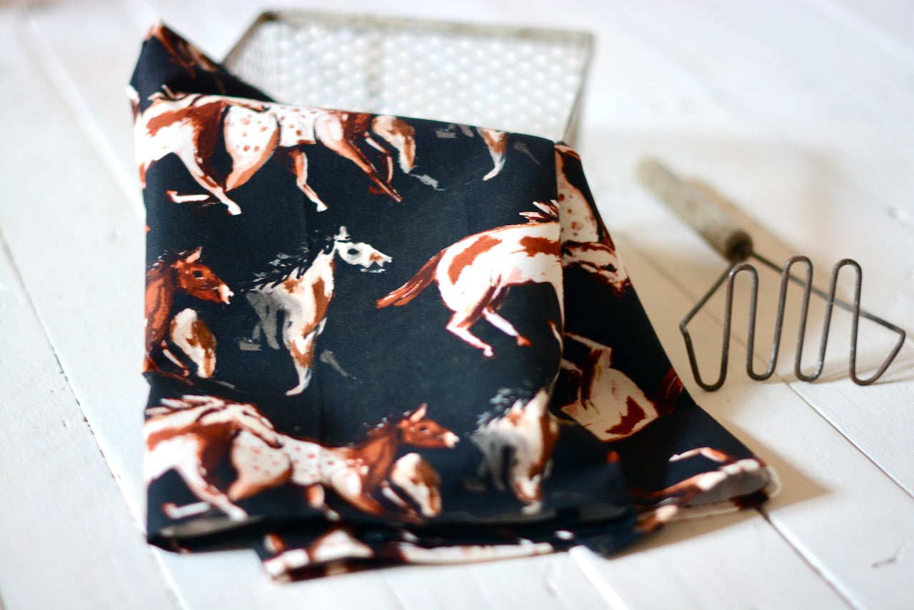 Wild Horses Towel: Western Horses Kitchen Tea Towel