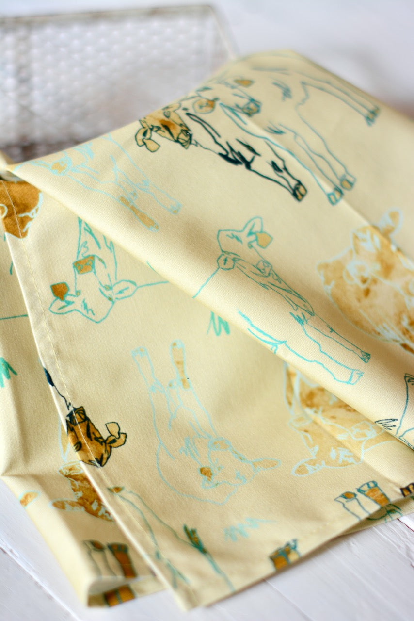 Yellow Cows Towel: Western Cowgirl Kitchen Tea Towel