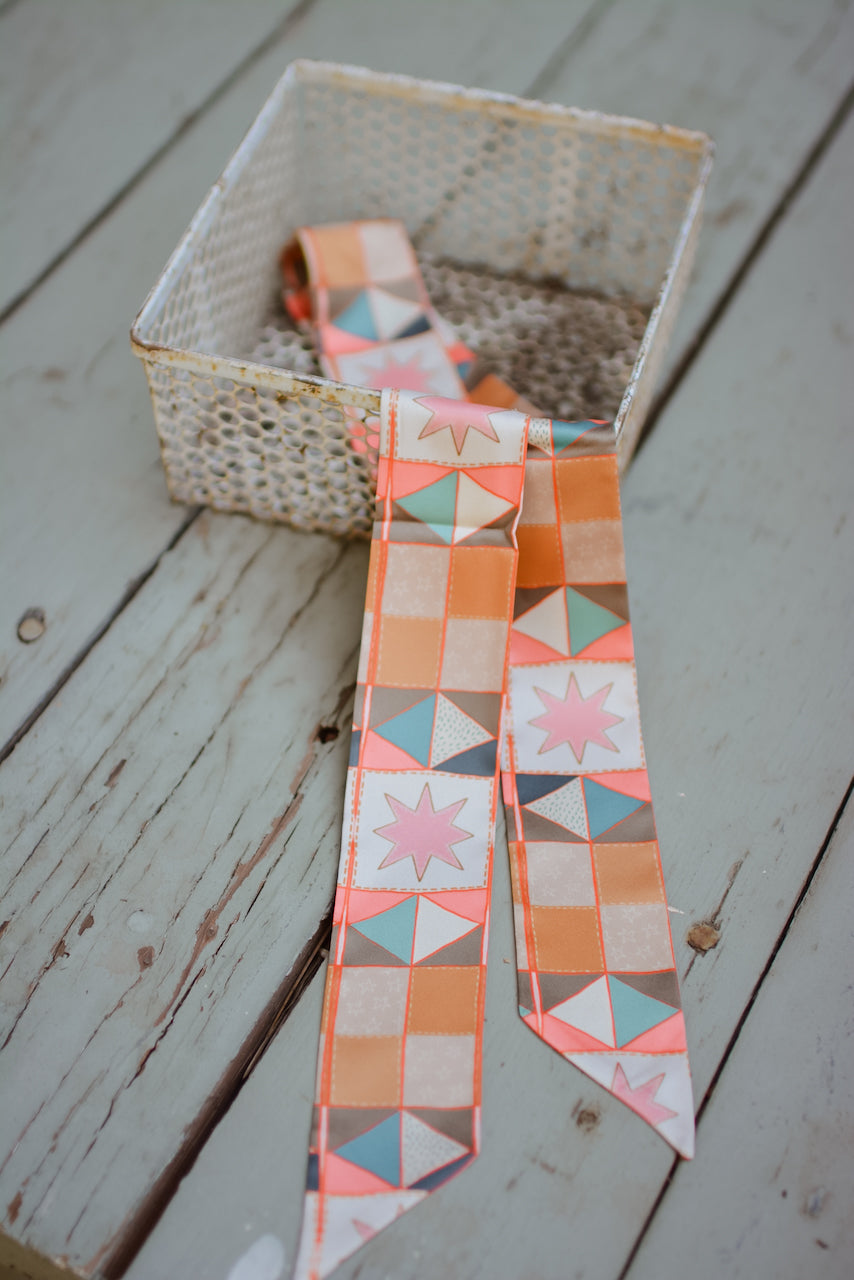 Vintage Patchwork Western Silk Twilly