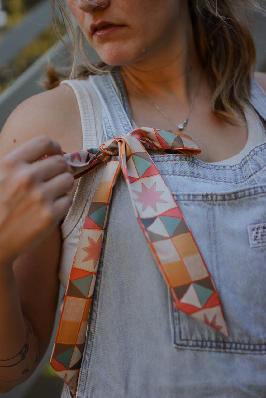 Vintage Patchwork Western Silk Twilly