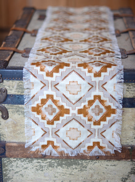 Western Rustic Farmhouse Geometric Linen Table Runner