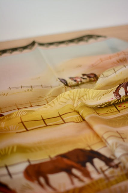Grazing Pasture Horses Silk Wildrag Scarf