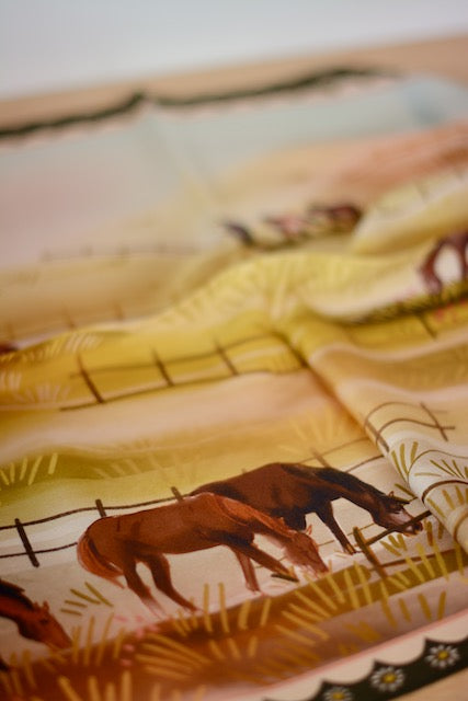 Grazing Pasture Horses Silk Wildrag Scarf