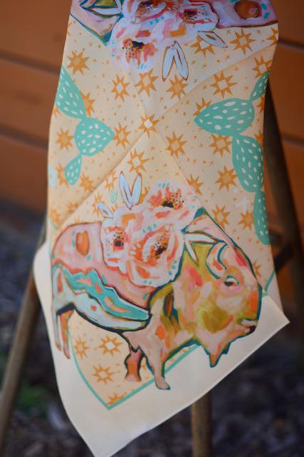 Floral Buffalo: Cowgirl Western Scarf Bandana Silk Tencel Wildrag