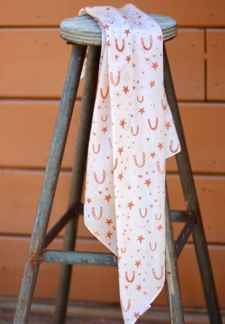 Rust Horseshoes: Cowgirl Western Scarf Bandana Silk Tencel Wildrag
