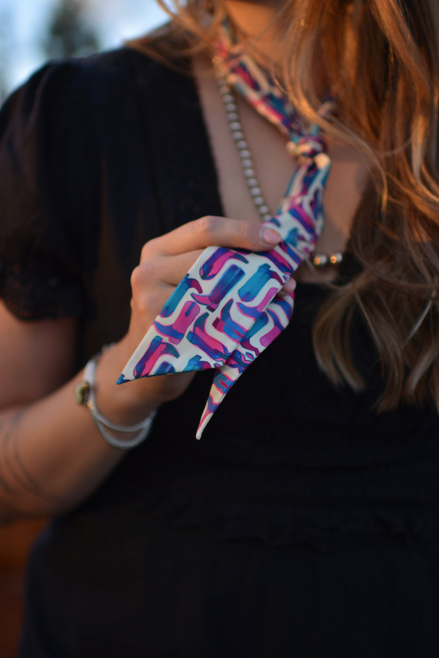 Cotton Candy Cowgirl Silk Twilly Scarf
