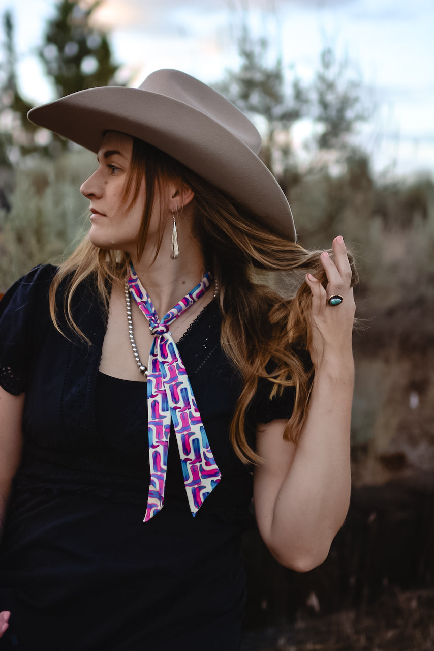 Cotton Candy Cowgirl Silk Twilly Scarf