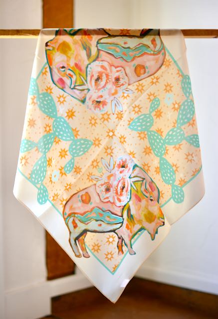 Floral Buffalo: Cowgirl Western Scarf Bandana Silk Tencel Wildrag