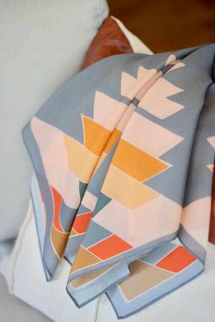 Golden Sage Geometric: Western Scarf Bandana Silk Tencel Wildrag