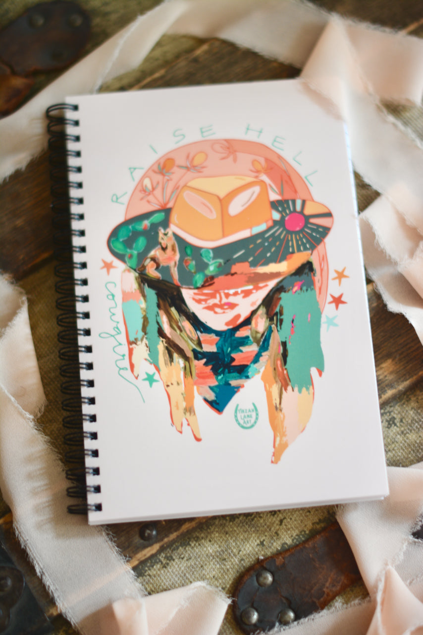 Western Colorful Cowgirl Raise Hell Desert Notebook