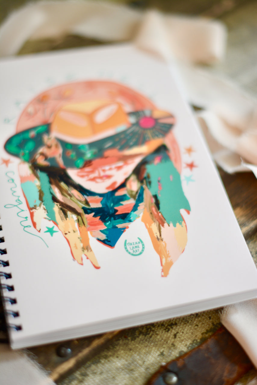 Western Colorful Cowgirl Raise Hell Desert Notebook