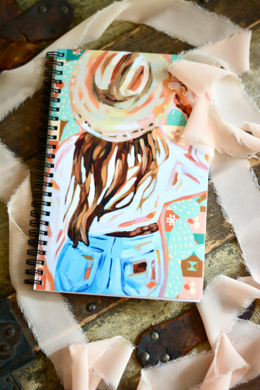 Western Colorful Cowgirl Cactus Pink Notebook