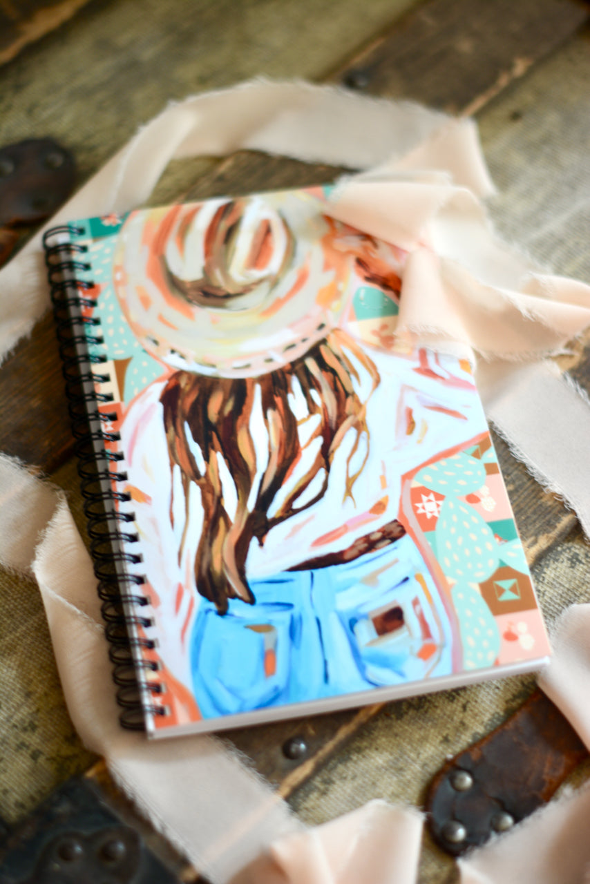 Western Colorful Cowgirl Cactus Pink Notebook