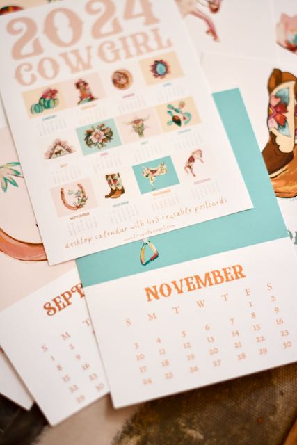 Cowgirl Western Colorful 5x7 2024 Desktop Calendar