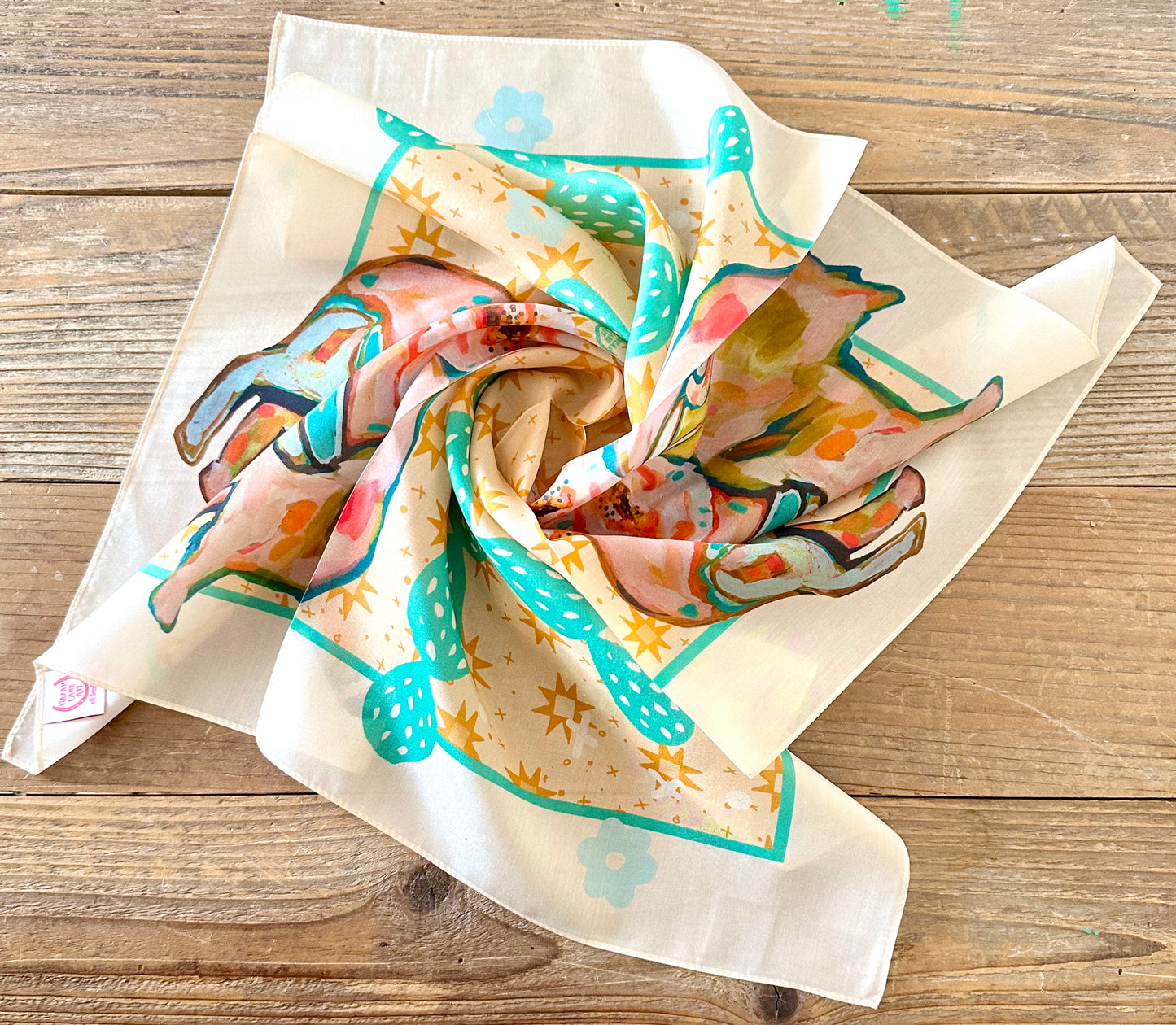 Floral Buffalo: Cowgirl Western Scarf Bandana Silk Tencel Wildrag