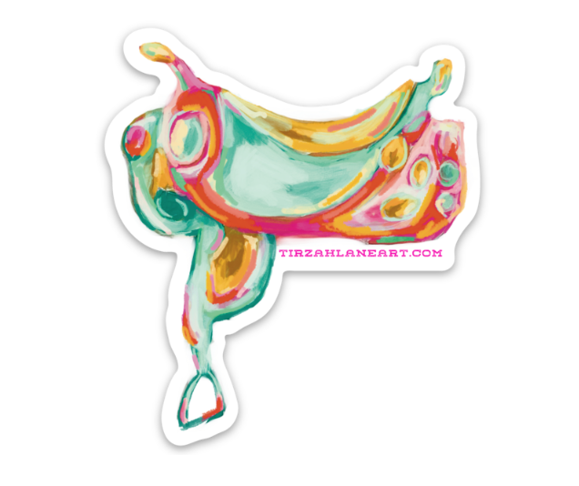 Western Cowgirl Saddle Matte Waterproof Sticker