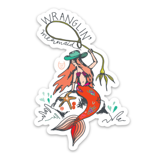 Wrangling Mermaid Western Matte Waterproof Sticker