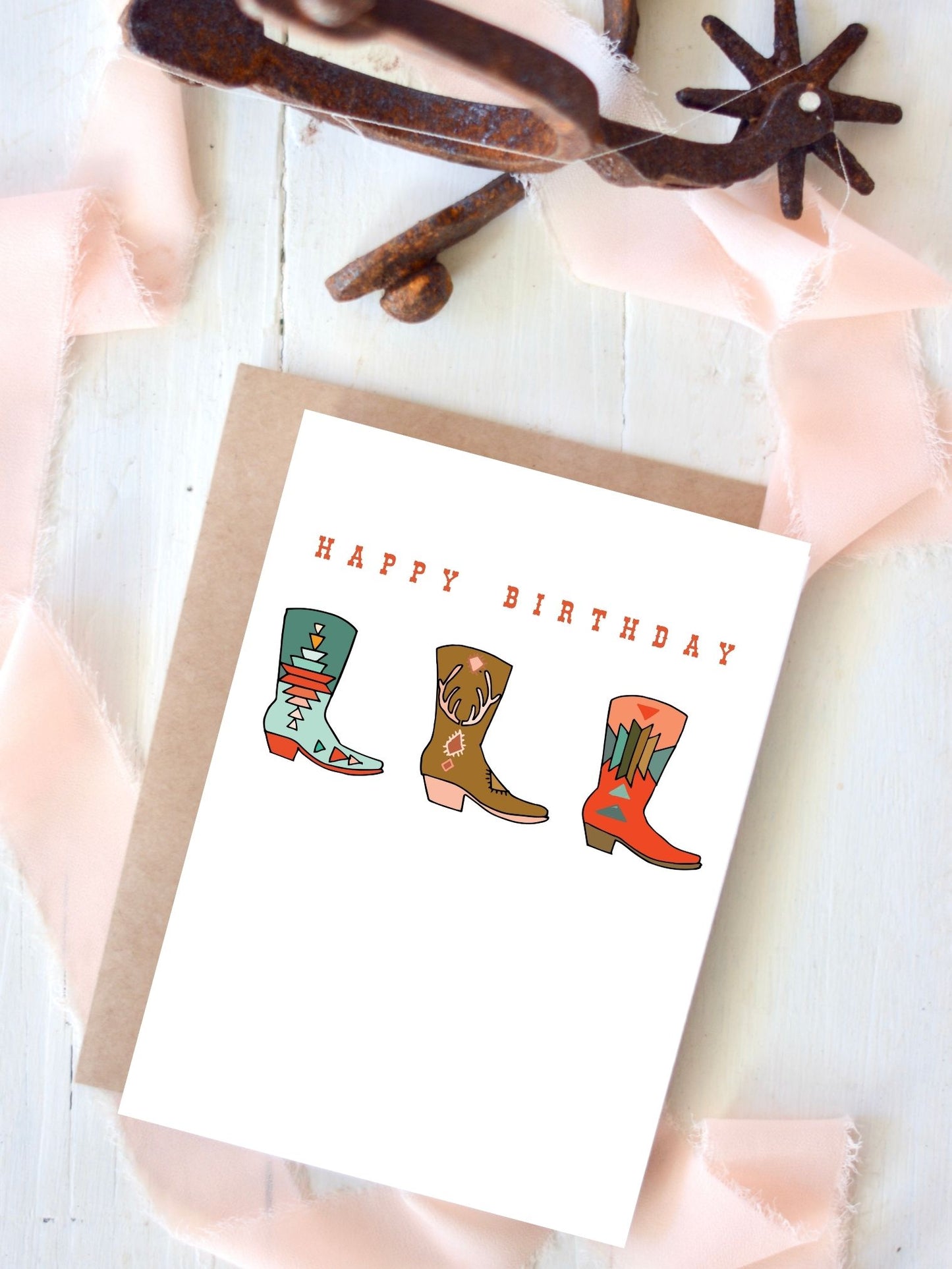 Happy Birthday Cowboy Boot Birthday Card