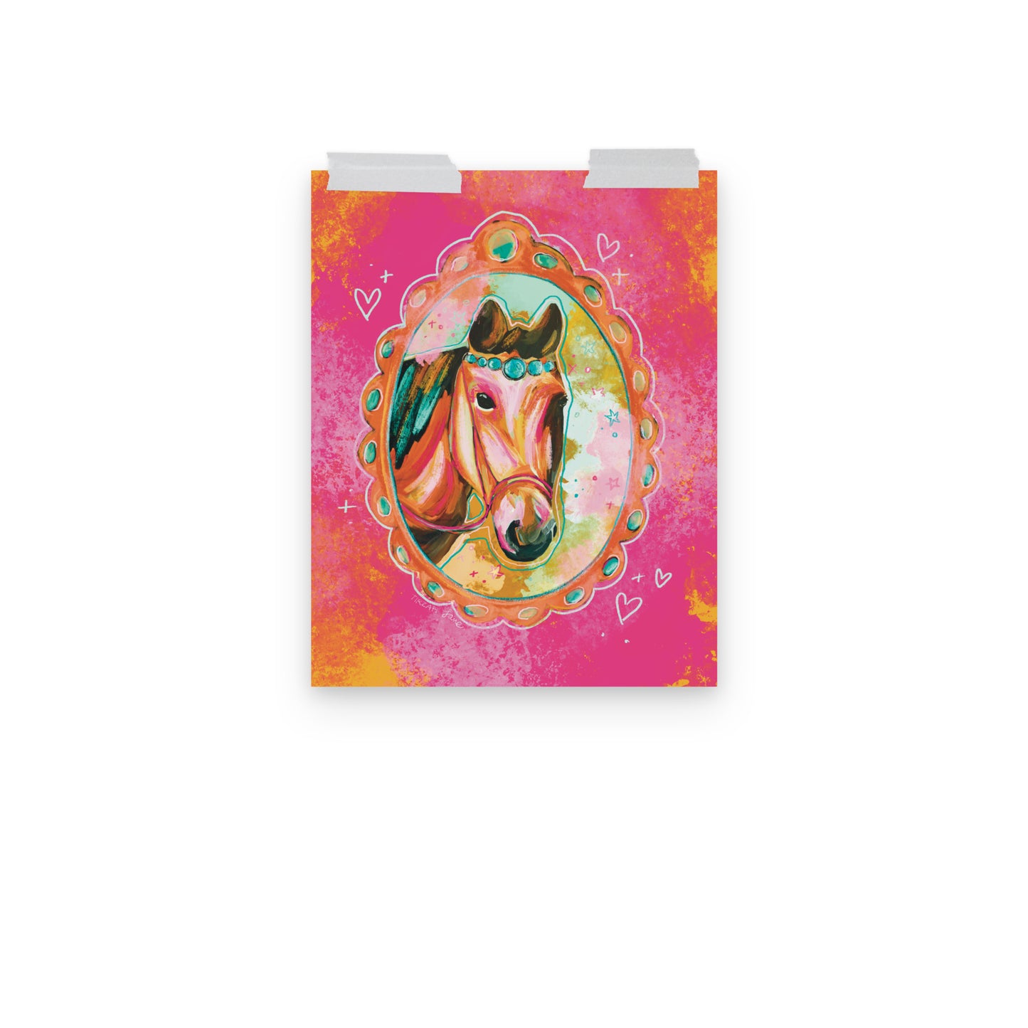 Pink Horse Portrait Western Horse Art Print
