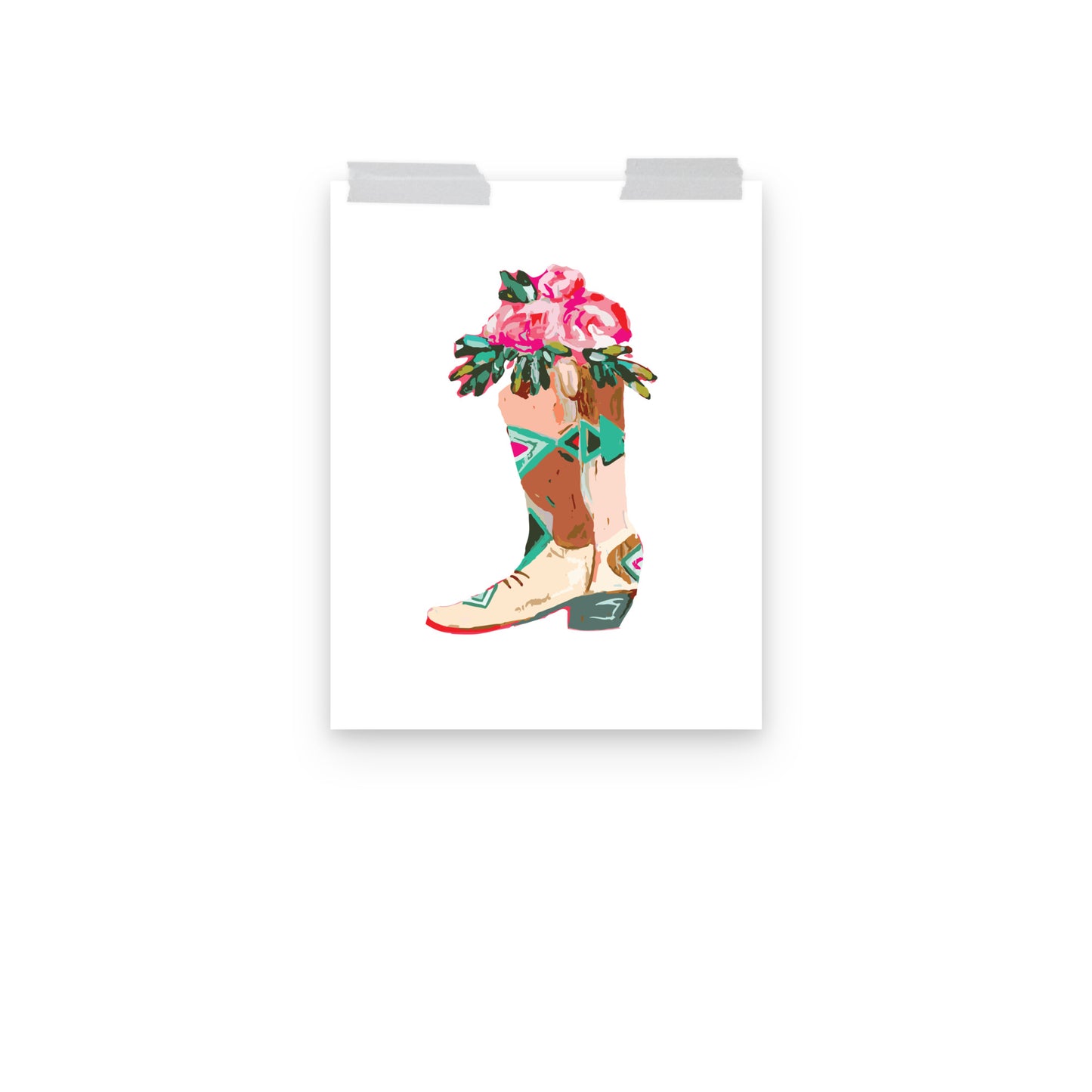 Roses Cowboy Boot Art Print