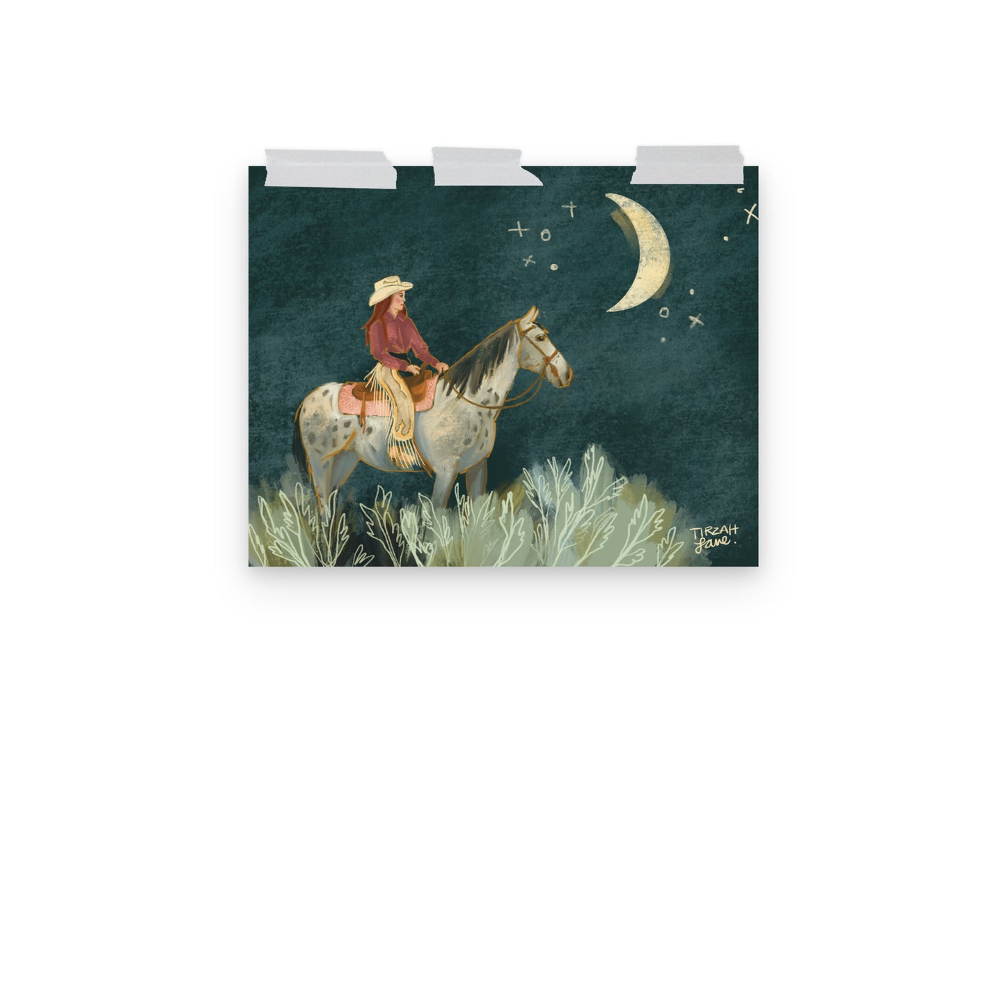 Reach for the Moon Cowgirl Western Horse Art Print