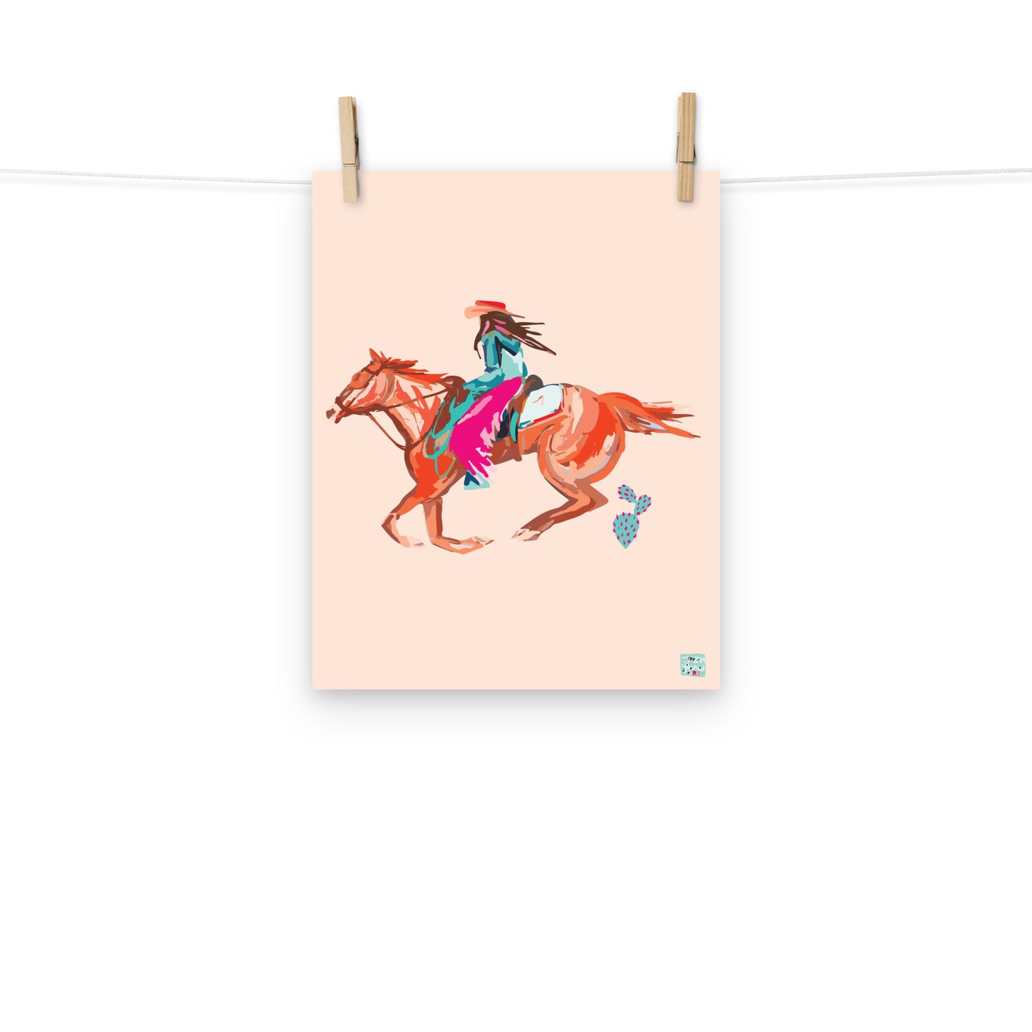 Brunette Western Cowgirl Art Print
