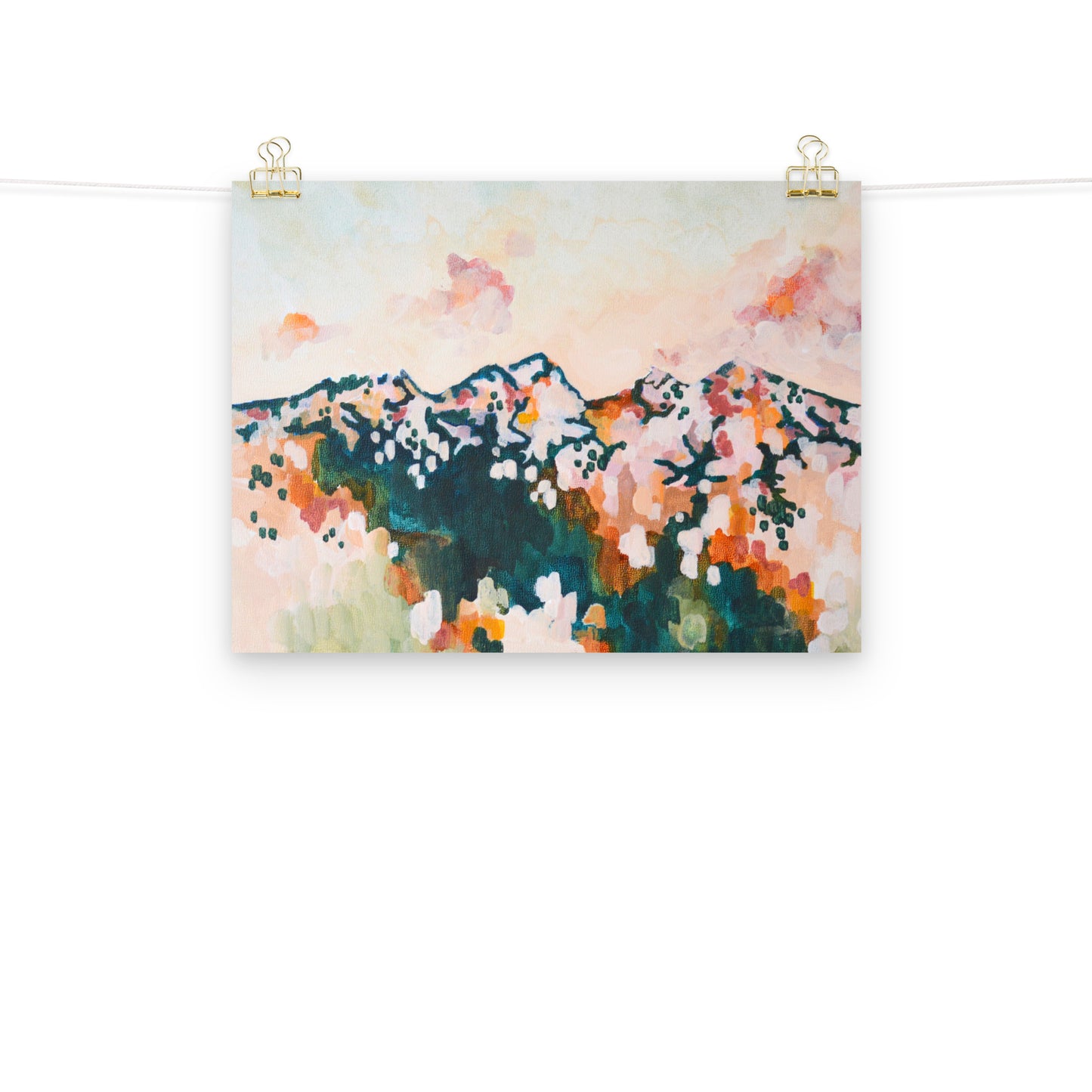 Oregon Cascade Sunset with Three Sisters and Broken Top Mountain Range Art Print