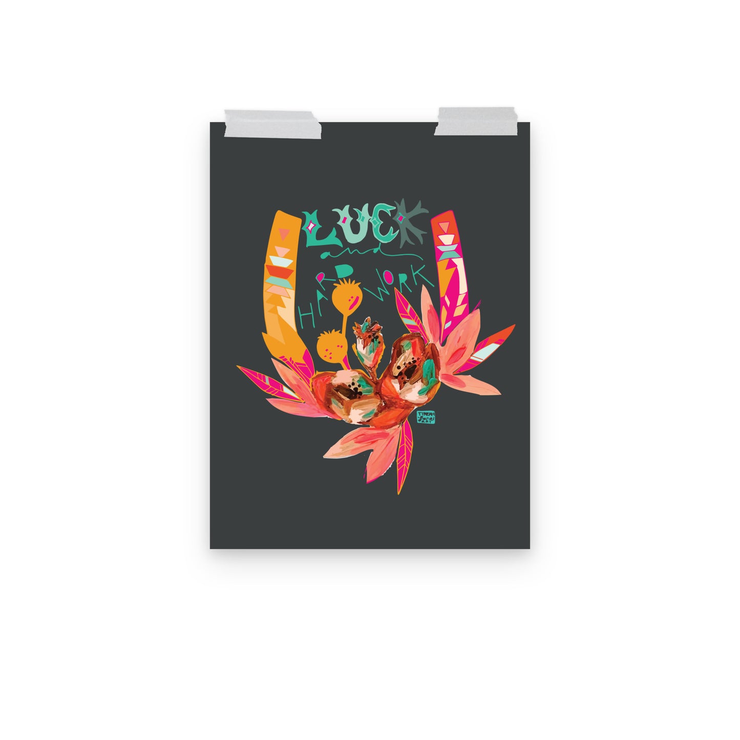 Luck and Hard Work Western Cowgirl Horseshoe Floral Wall Art