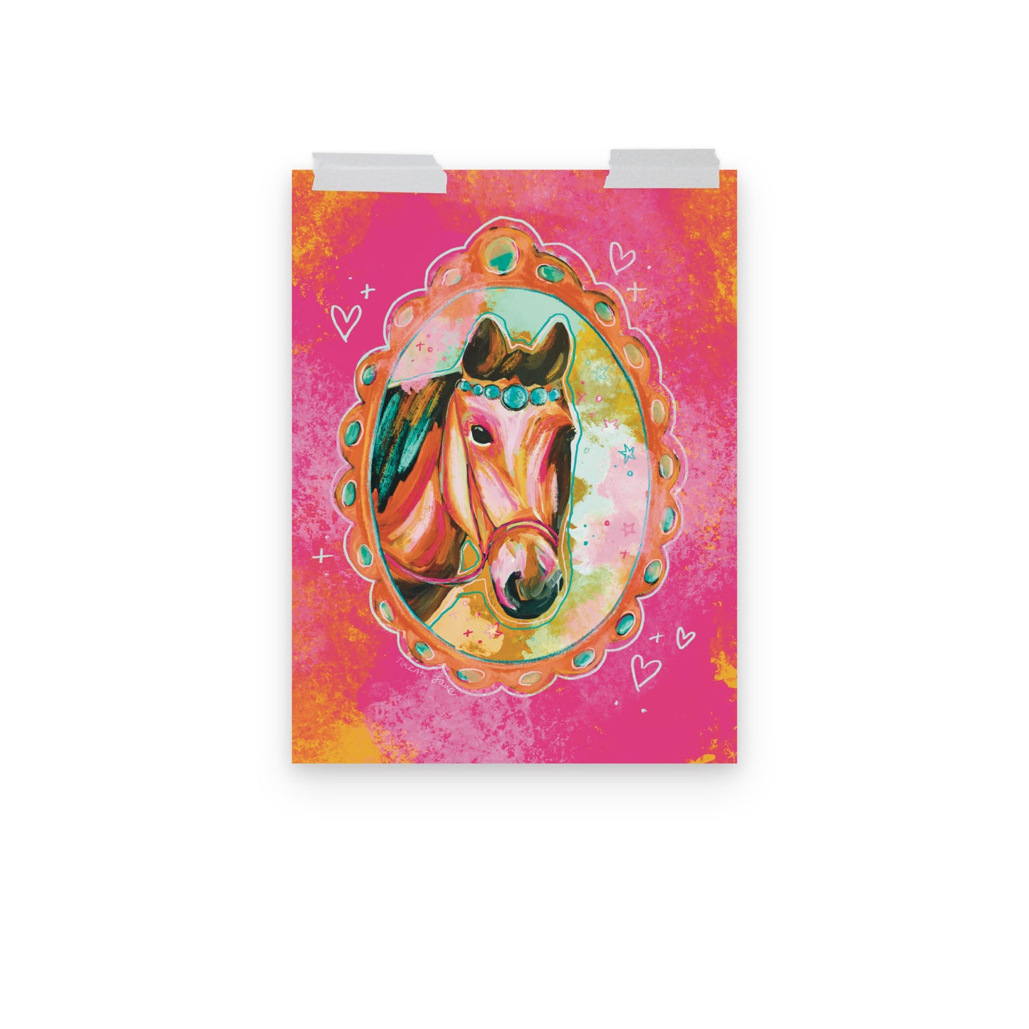 Pink Horse Portrait Western Horse Art Print