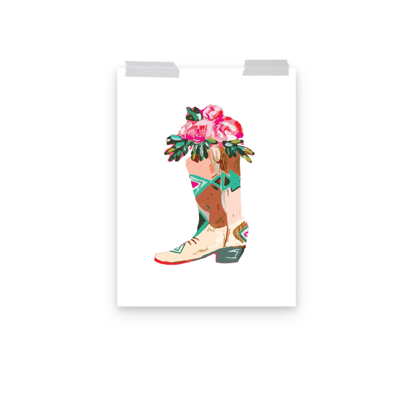 Roses Cowboy Boot Art Print