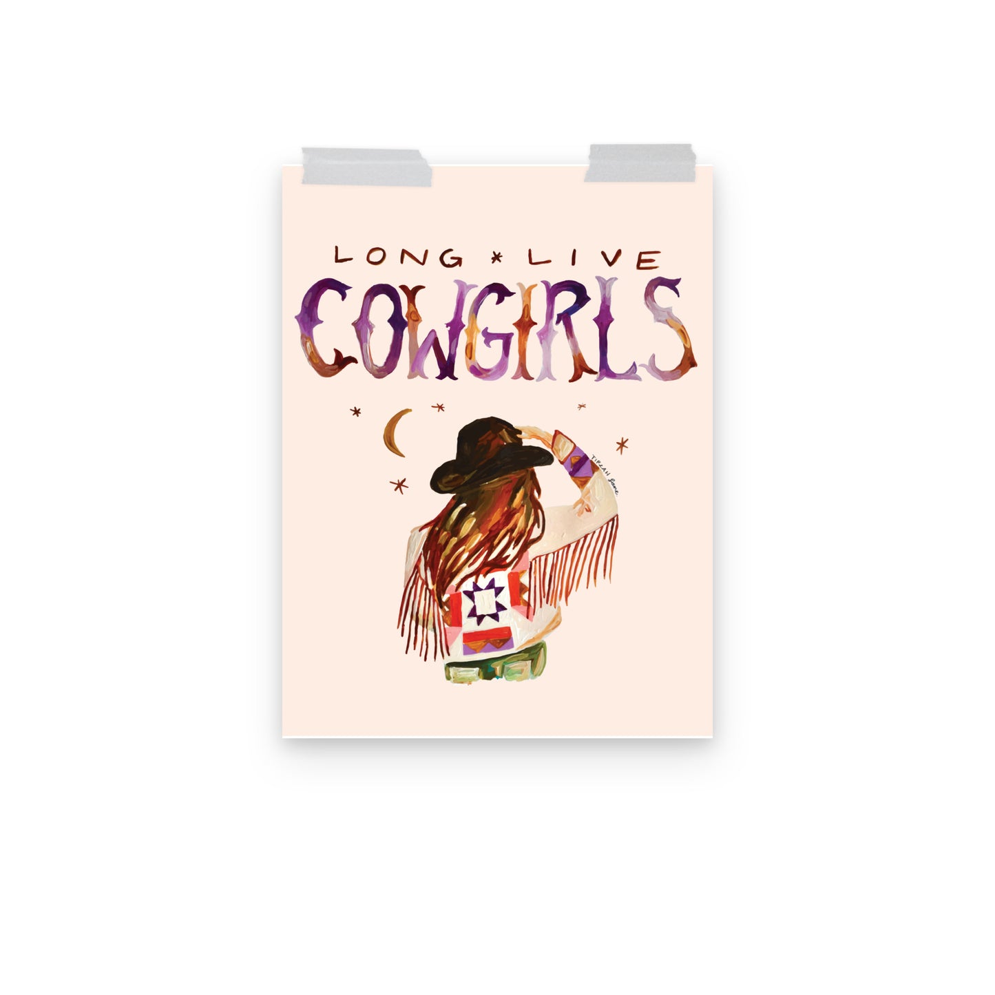 Cowgirl Art Print, Long Live Cowgirls Western Art Print, Cowboy Hat and Fringe Jacket Art Print