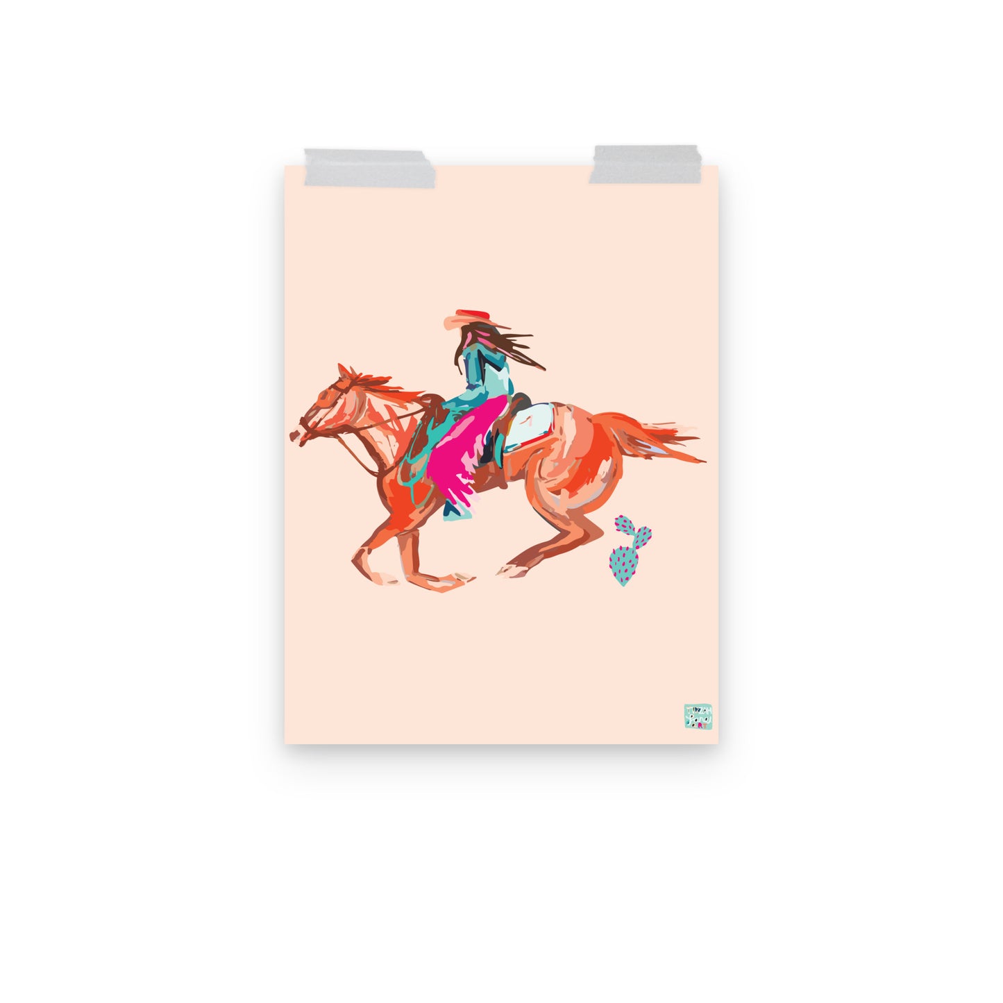 Brunette Western Cowgirl Art Print