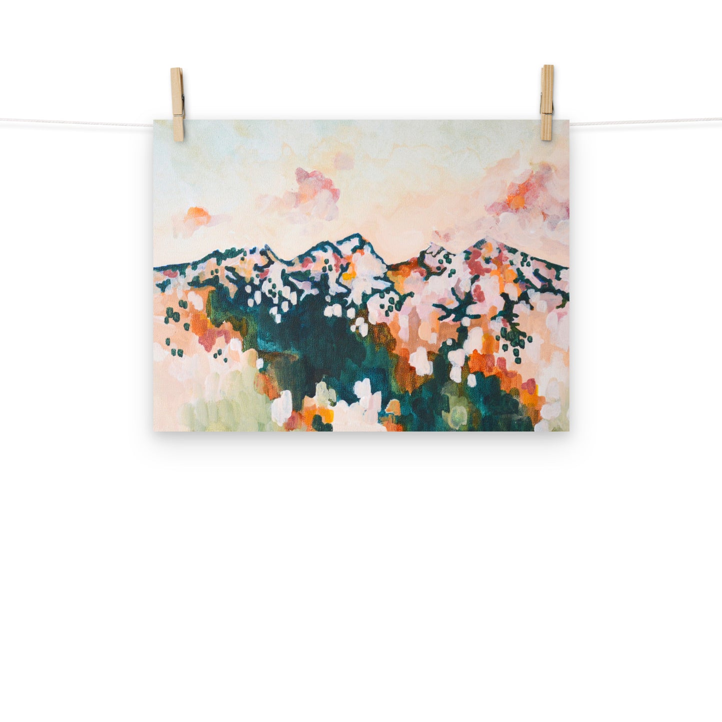 Oregon Cascade Sunset with Three Sisters and Broken Top Mountain Range Art Print