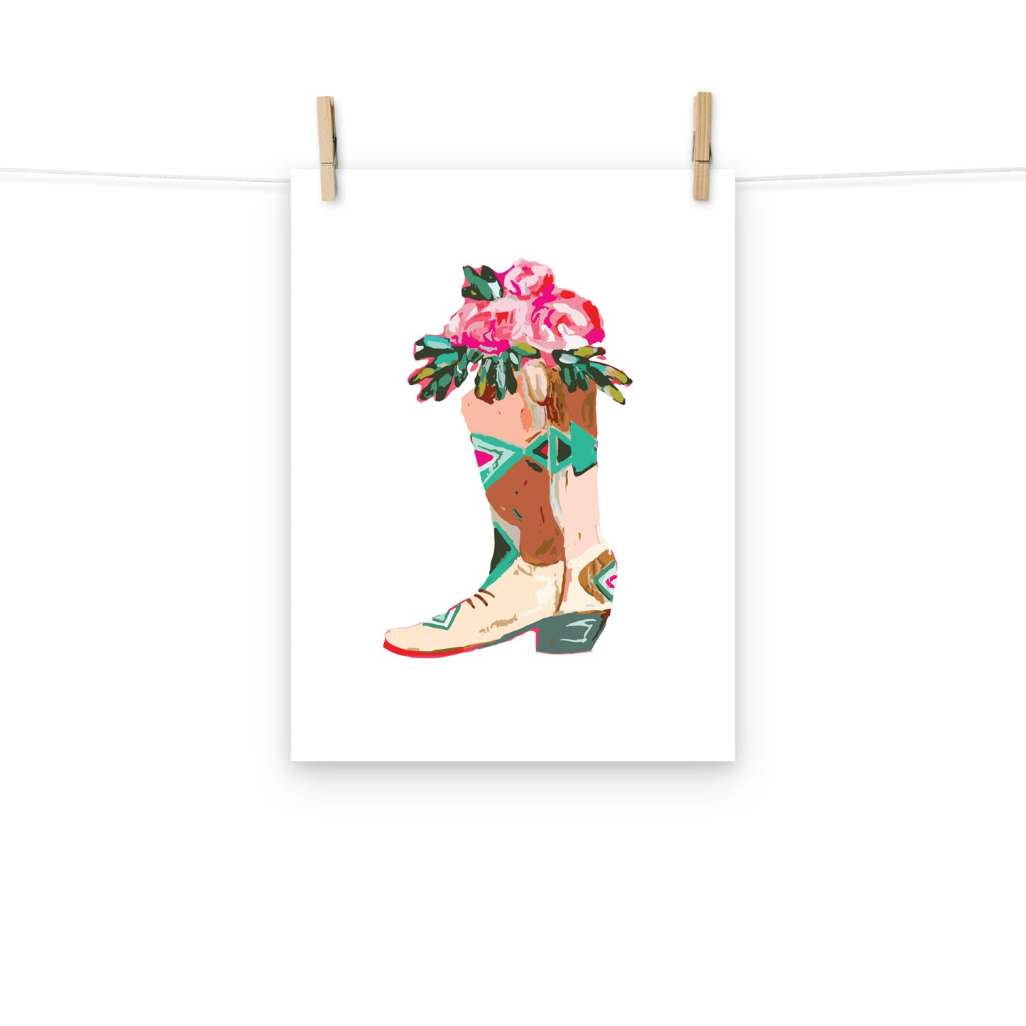 Roses Cowboy Boot Art Print