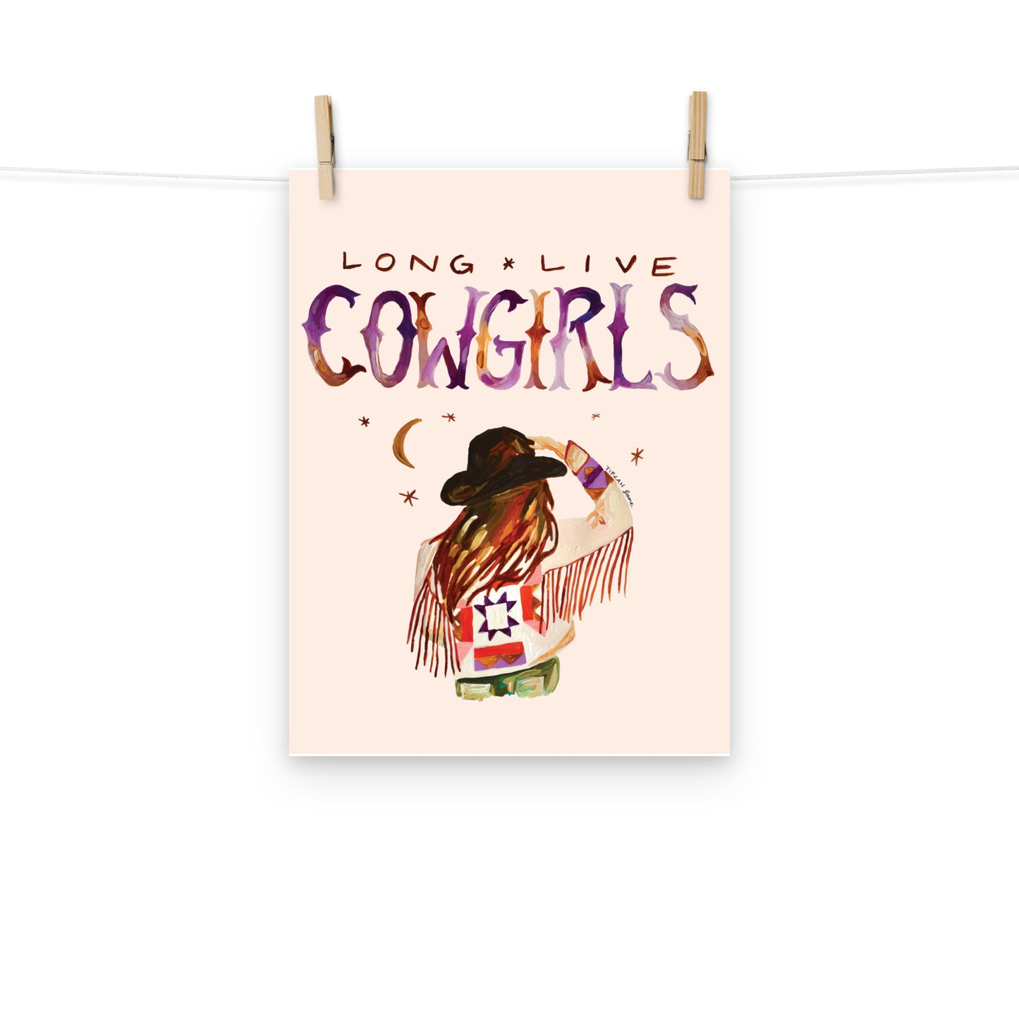 Cowgirl Art Print, Long Live Cowgirls Western Art Print, Cowboy Hat and Fringe Jacket Art Print