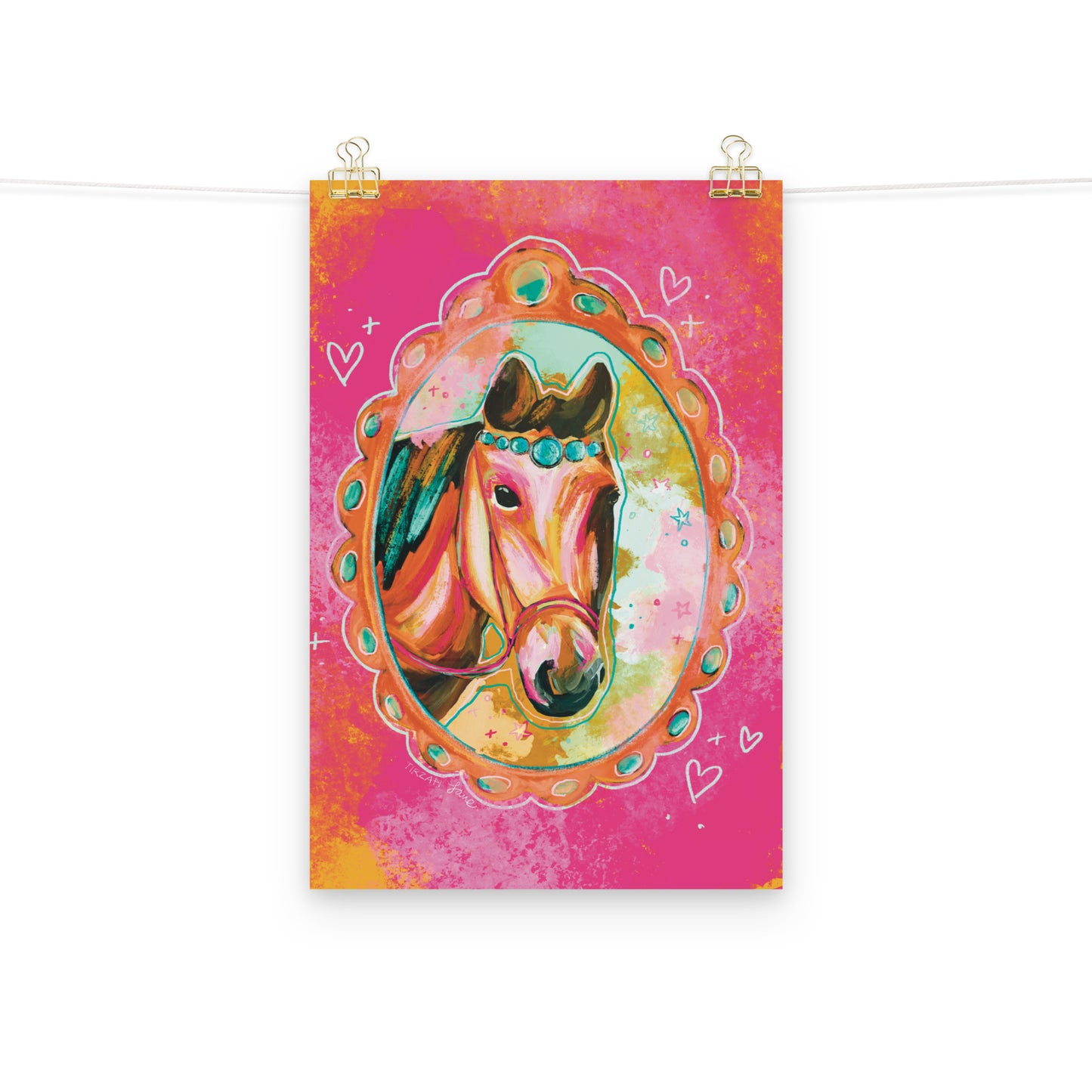 Pink Horse Portrait Western Horse Art Print