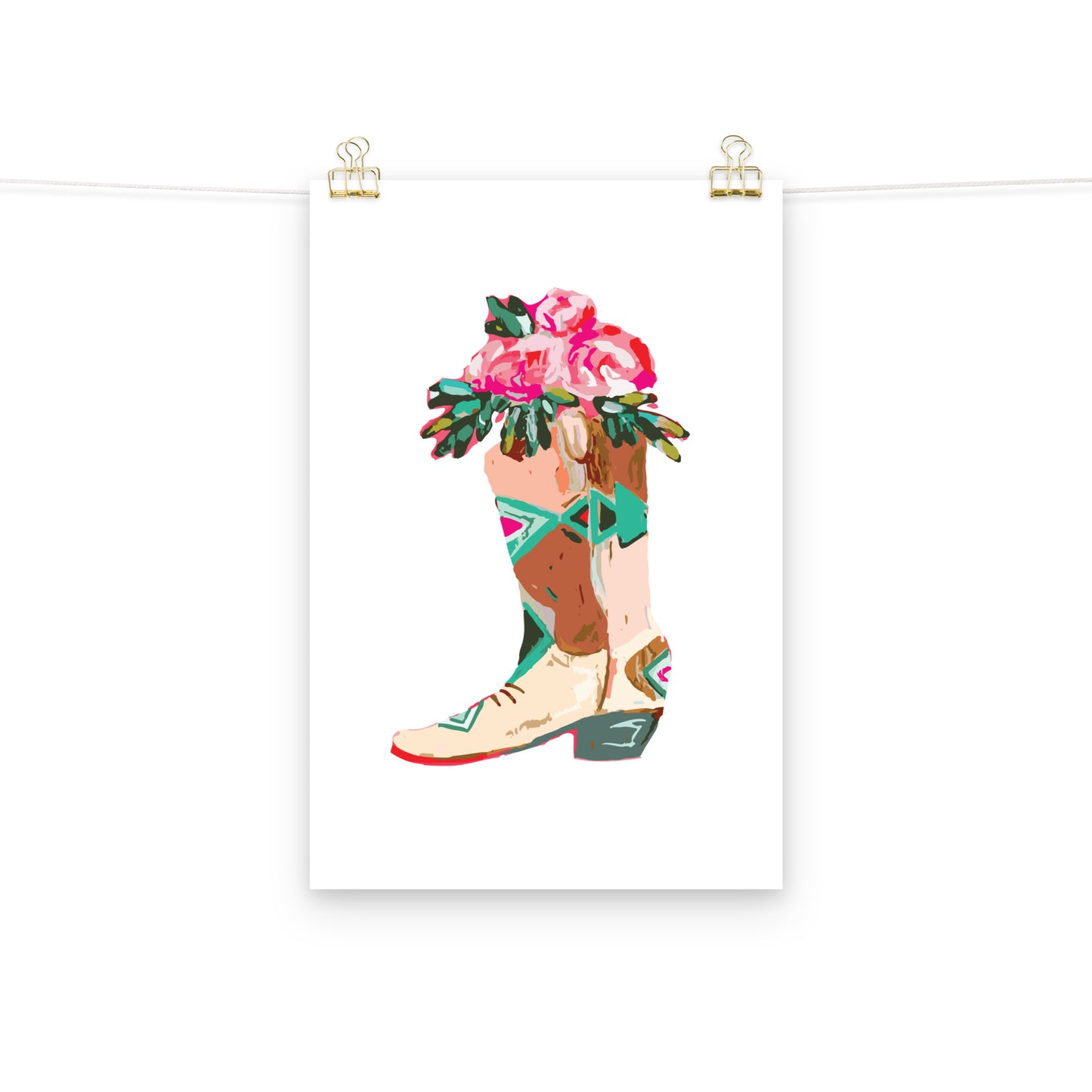 Roses Cowboy Boot Art Print