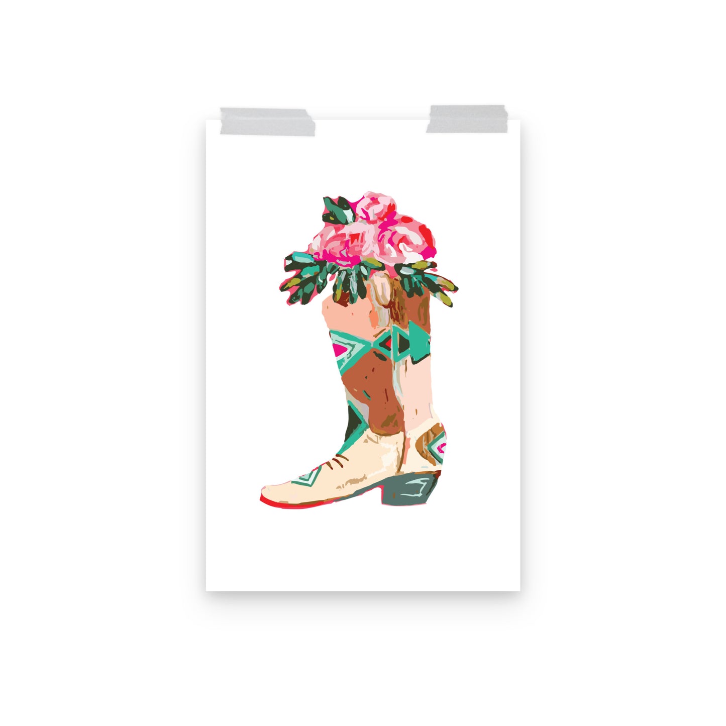 Roses Cowboy Boot Art Print
