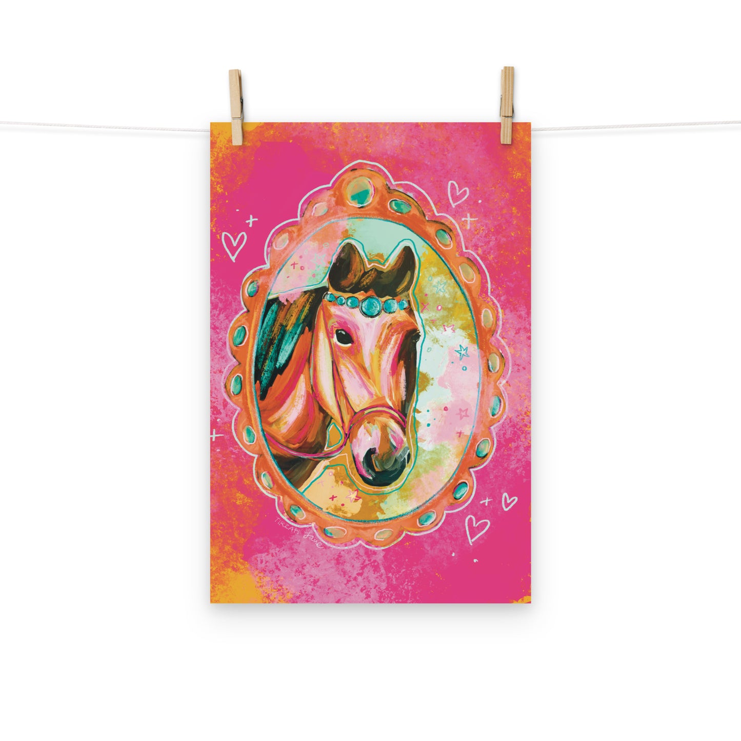 Pink Horse Portrait Western Horse Art Print