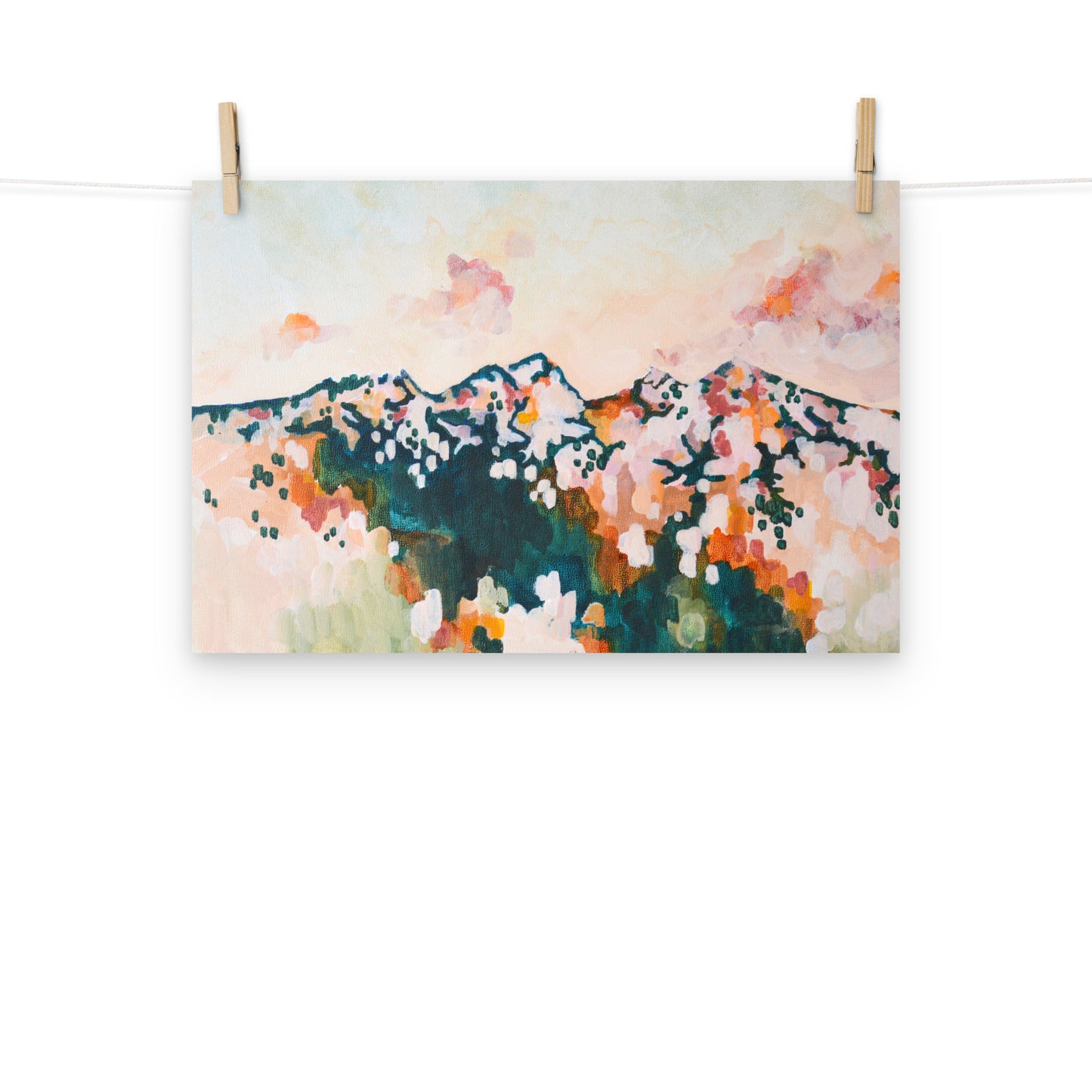 Oregon Cascade Sunset with Three Sisters and Broken Top Mountain Range Art Print