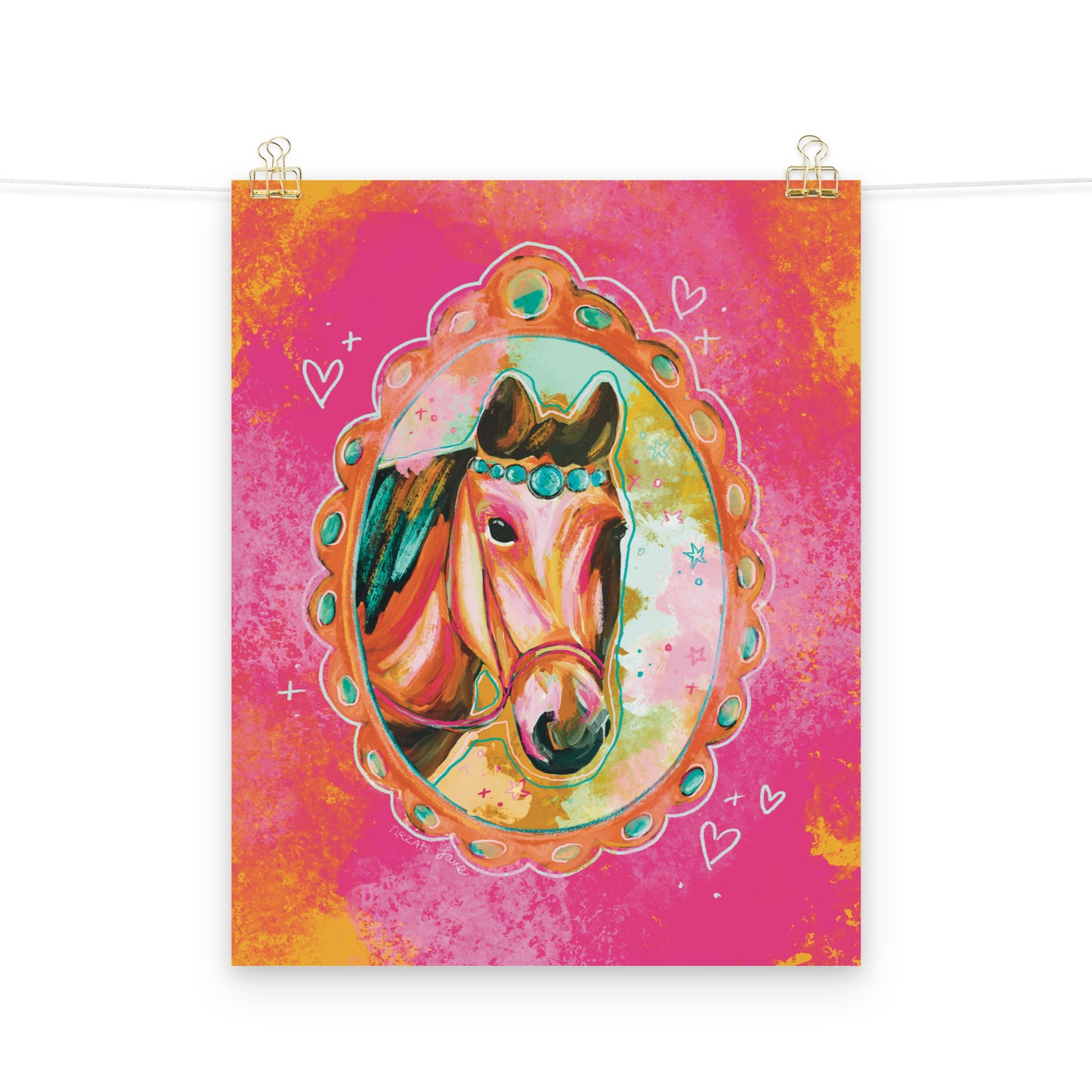 Pink Horse Portrait Western Horse Art Print