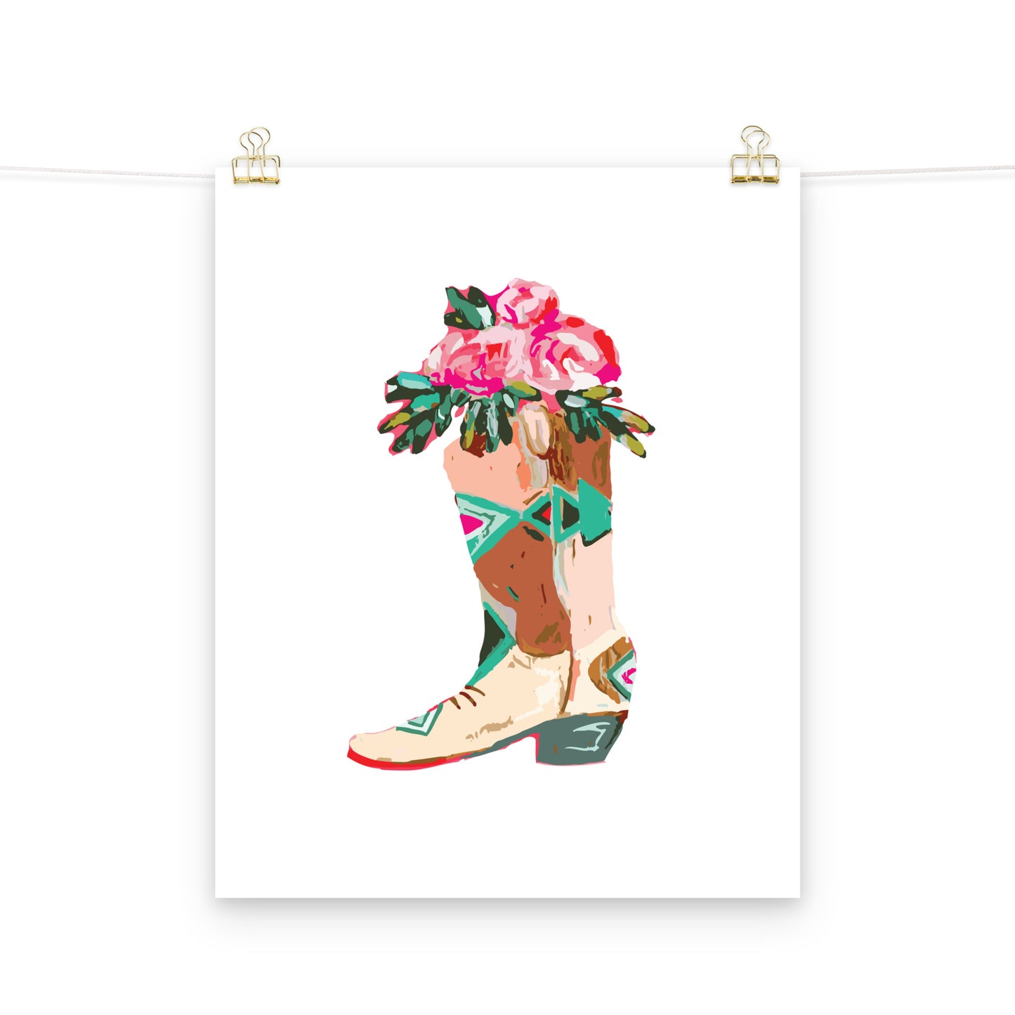 Roses Cowboy Boot Art Print