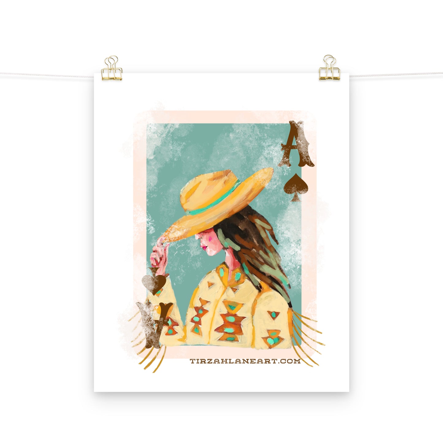 Cowgirl Ace Card Art Print
